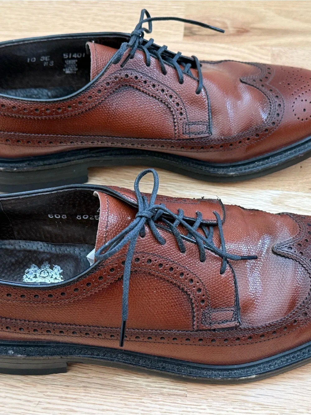 Men’s 10 3E STAFFORD Brown Leather Wingtip Derby Blucher Dress Shoes USA Made!